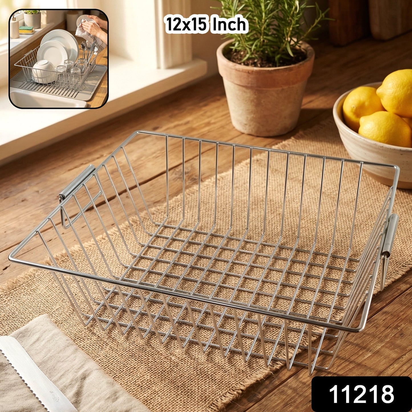 Multipurpose Stainless Steel Kitchen Sink Basket (1 Pc, 12x15 Inch)