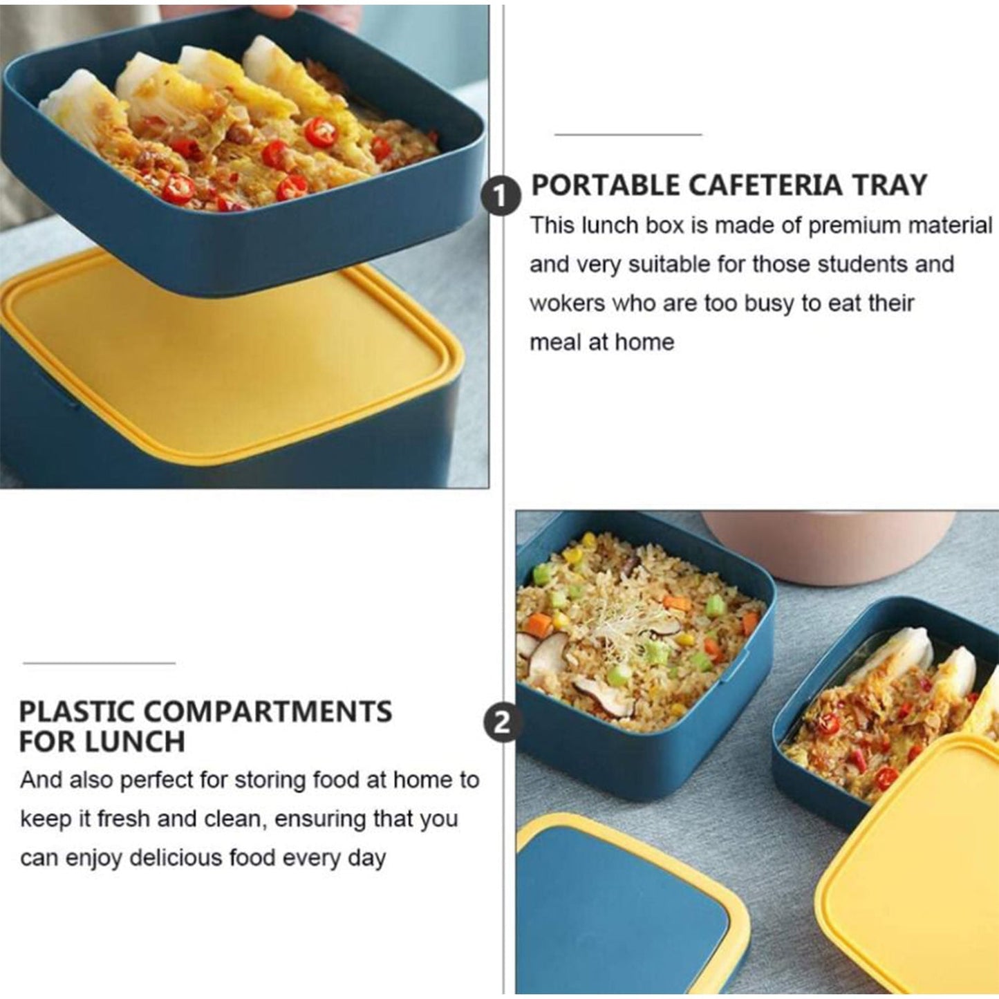 GREEN DOUBLE-LAYER PORTABLE LUNCH BOX STACKABLE WITH CARRYING HANDLE AND SPOON LUNCH BOX , Bento Lunch Box
