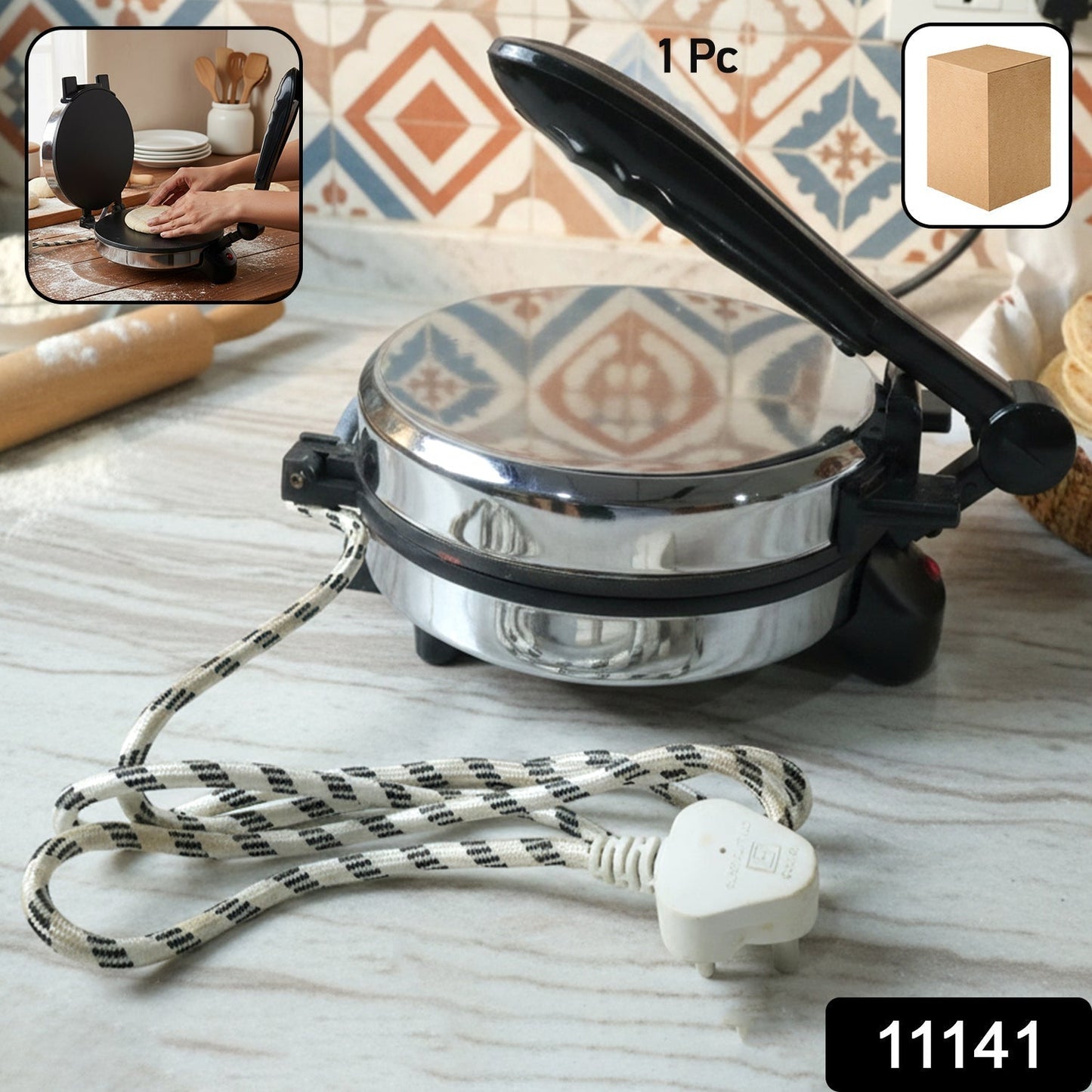 Electric Roti Maker with Stainless Steel Heating Plate (1 Pc)