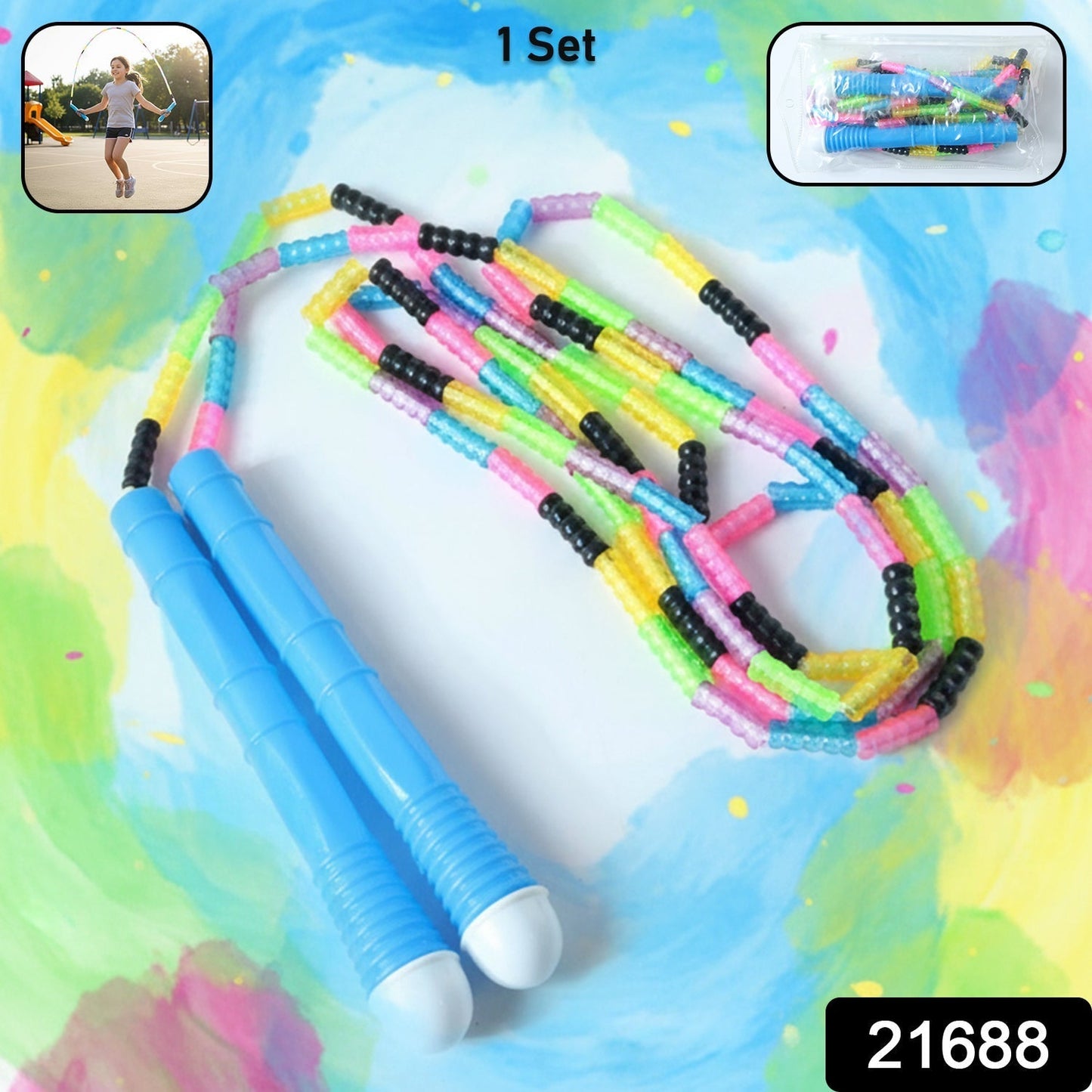 Colorful Beaded Skipping Rope Set (1 Set)