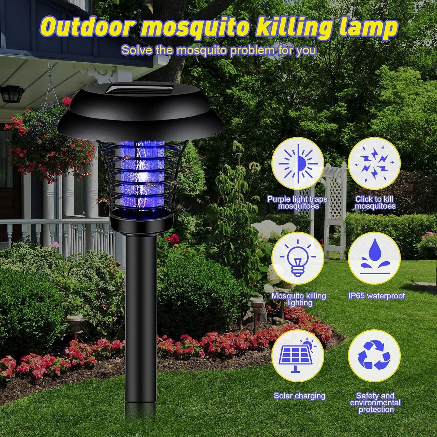 Big Garden Lighting UV LED Solar Powered Mosquito Trap and Bug Zapper (1 Pc)