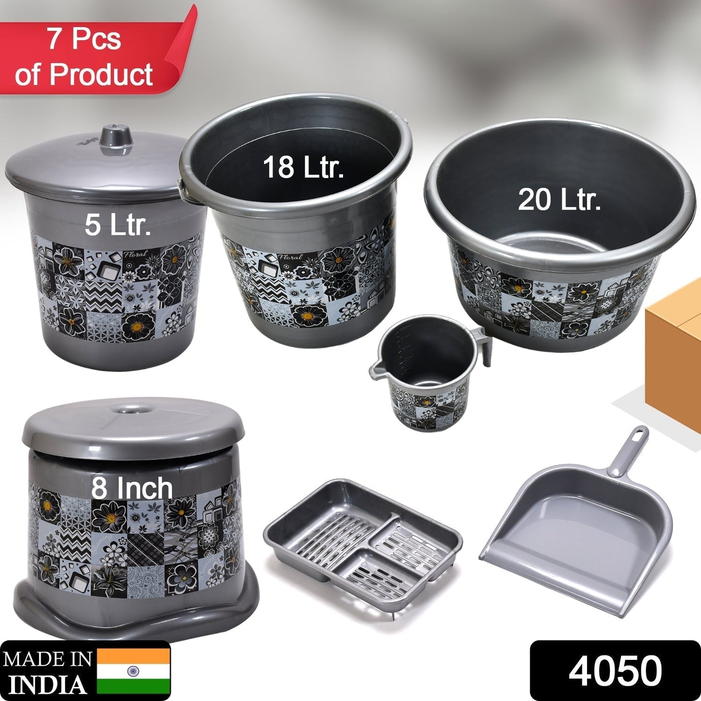 Large Capacity Plastic Bathroom Set of 7Pieces (1pc Big Tub, 1pc bucket,1pc , 1pc Mug, 1pc Soap Case, 1pc , 1pc Stool)