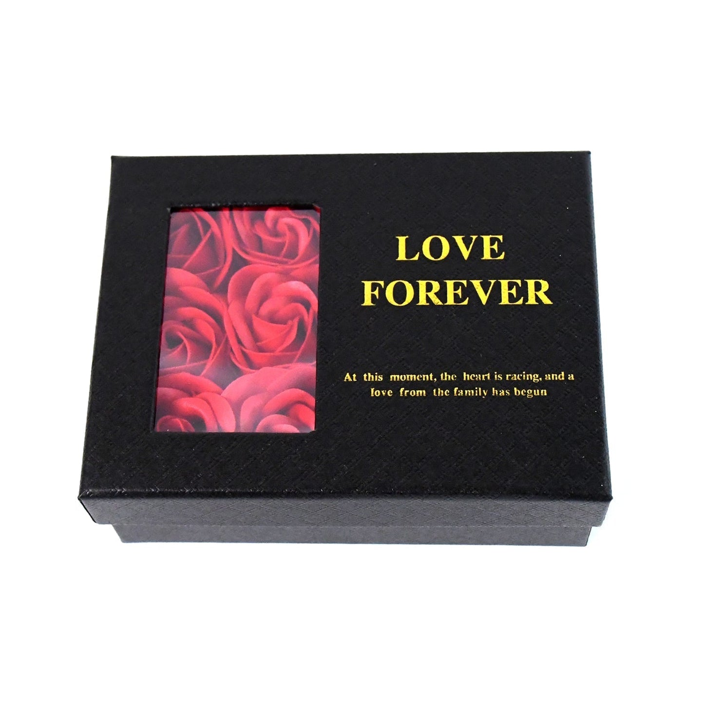 Rose Flower Gift Box, Handmade Eternal Rose with I Love You Necklace, Valentine's Day,