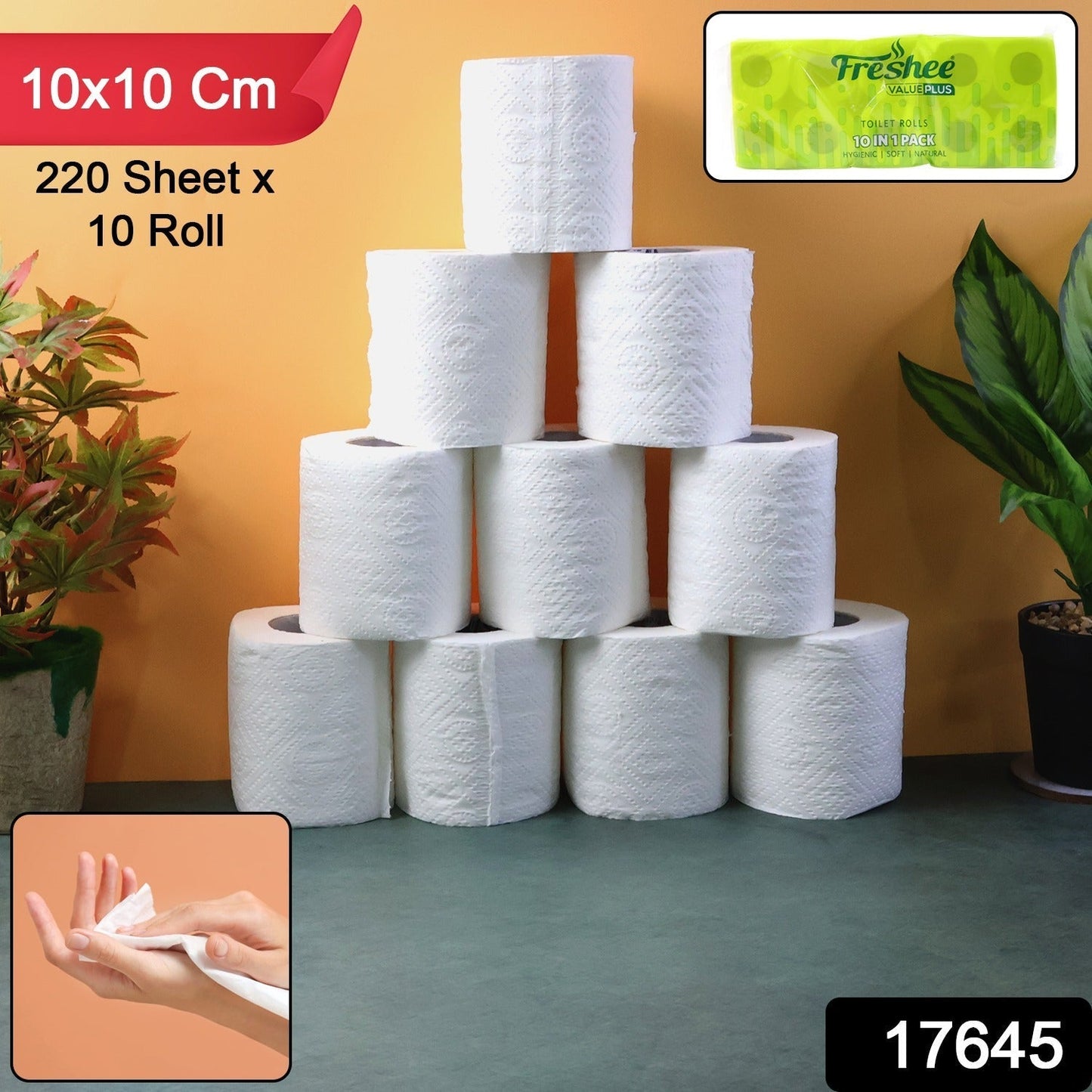 Toilet Tissue Rolls â€“ Soft Embossed Bathroom Tissue, 220 Sheets Ã— 10 Rolls