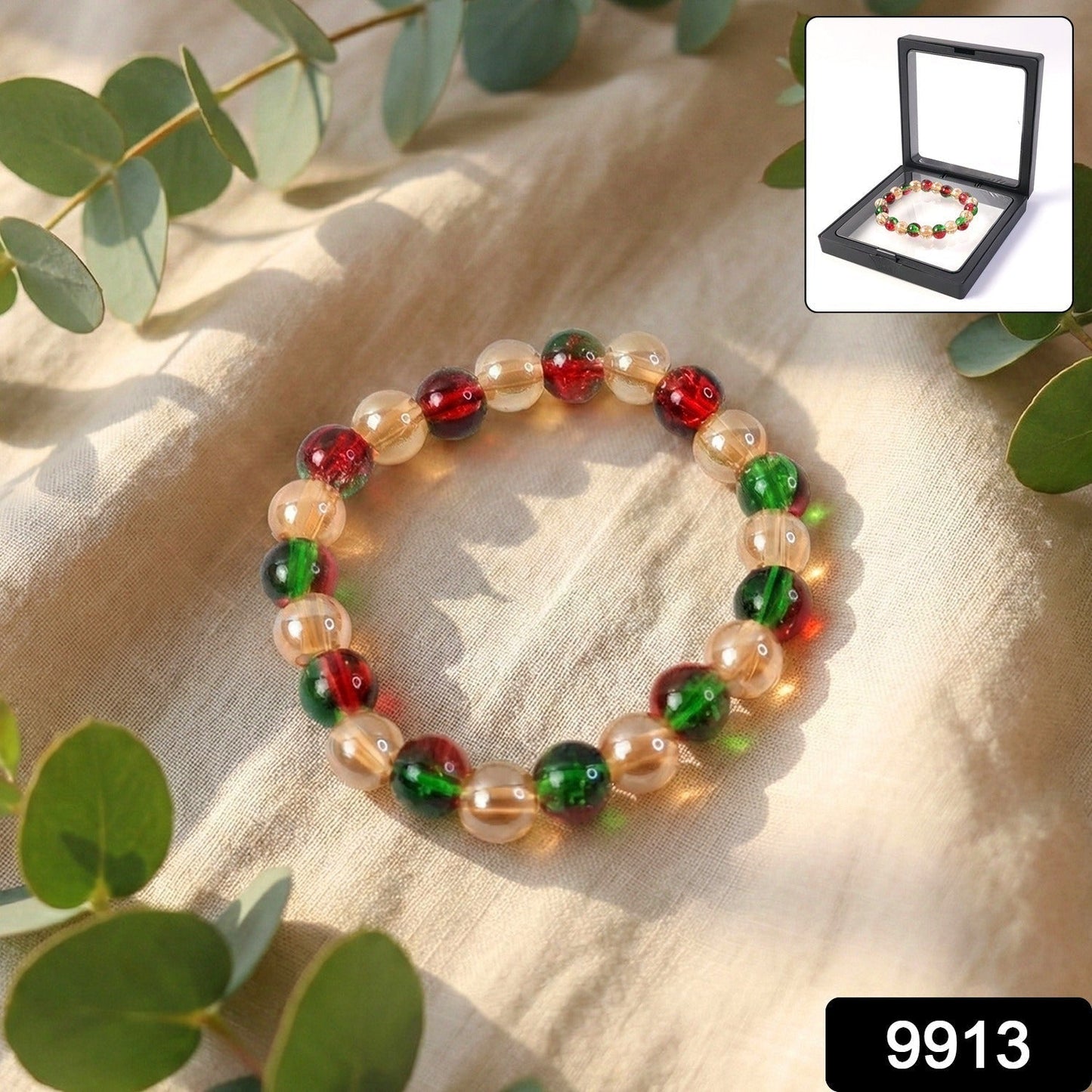 Multicolor Glossy Bead Stretch Bracelet  (1 Pc)