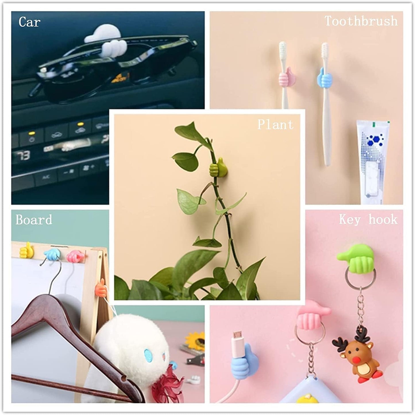Thumb Cable Clips, Multi-Color Cord Organizer for Home, Office, Car (10 Pc Set)