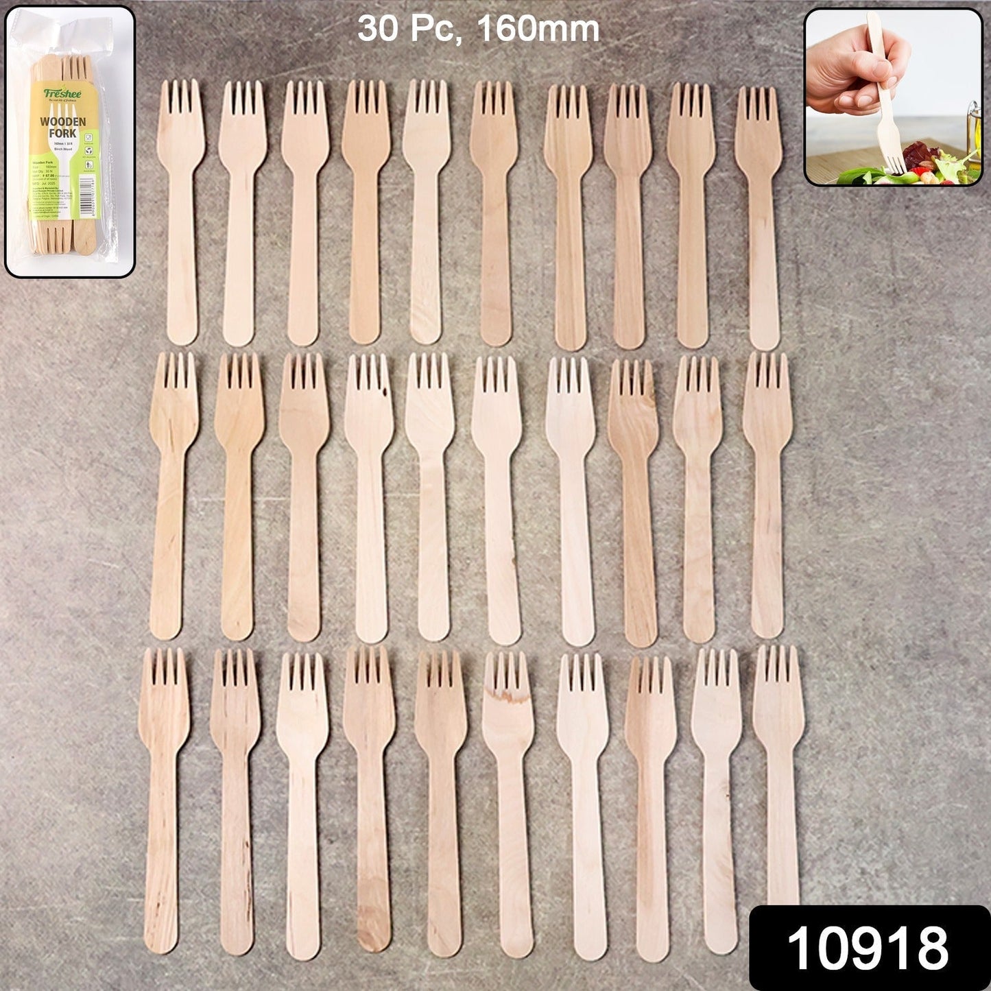 Freshee 160mm Wooden Fork â€“ 30 Pcs Pack