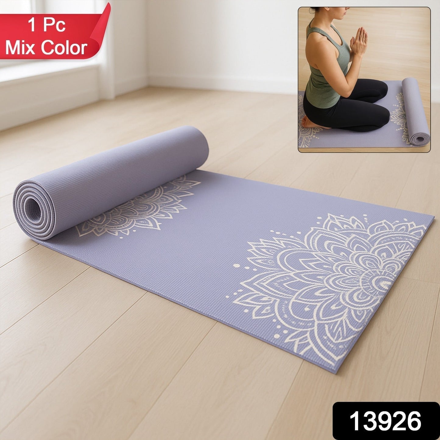 Premium Non-Slip Printed Yoga Mat (Mix Color â€“ 1 Pc)