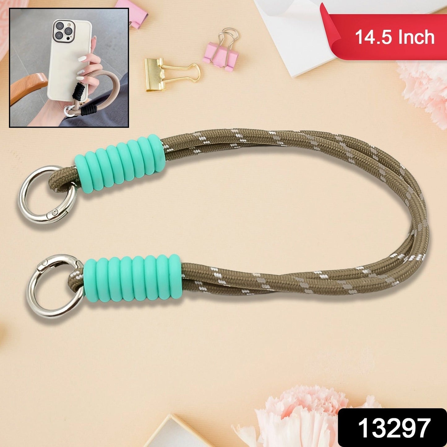 Multipurpose Two Sided Adjustable Hand Wrist Strap Lanyardwith Cellphone, Phone Strap (1 Pc / 14.5 Inch / Multicolor)