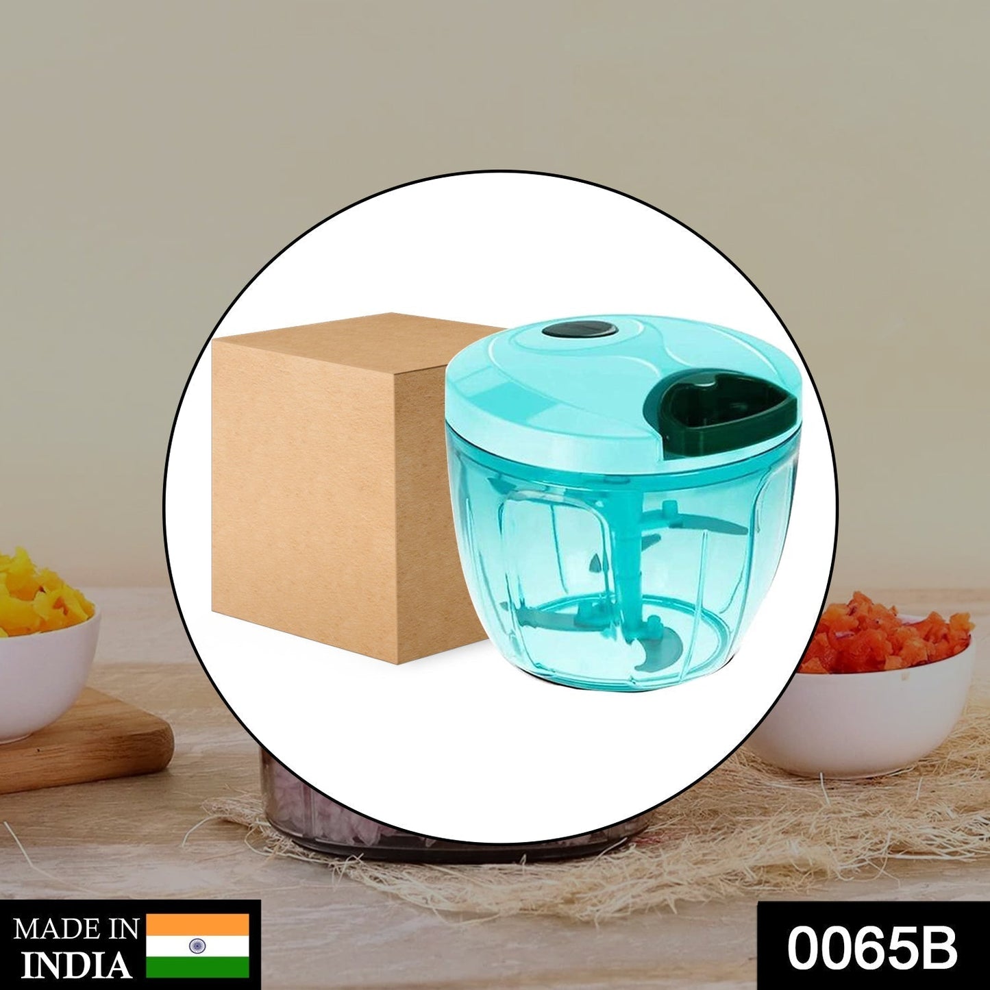 Manual Stainless Steel Compact Extra Sharp Hand Held Vegetable Chopper / Slicer with 5 Blades (750 ml)