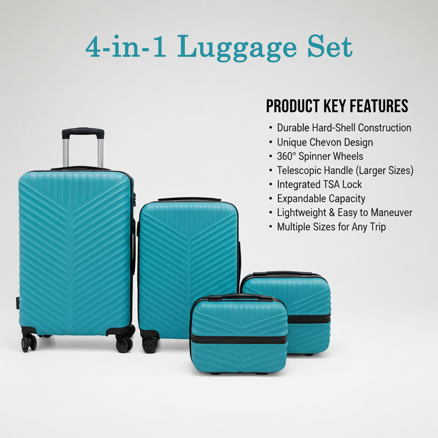 4-in-1 Luggage Set â€“ Durable and Stylish Hard Shell Suitcase Set
