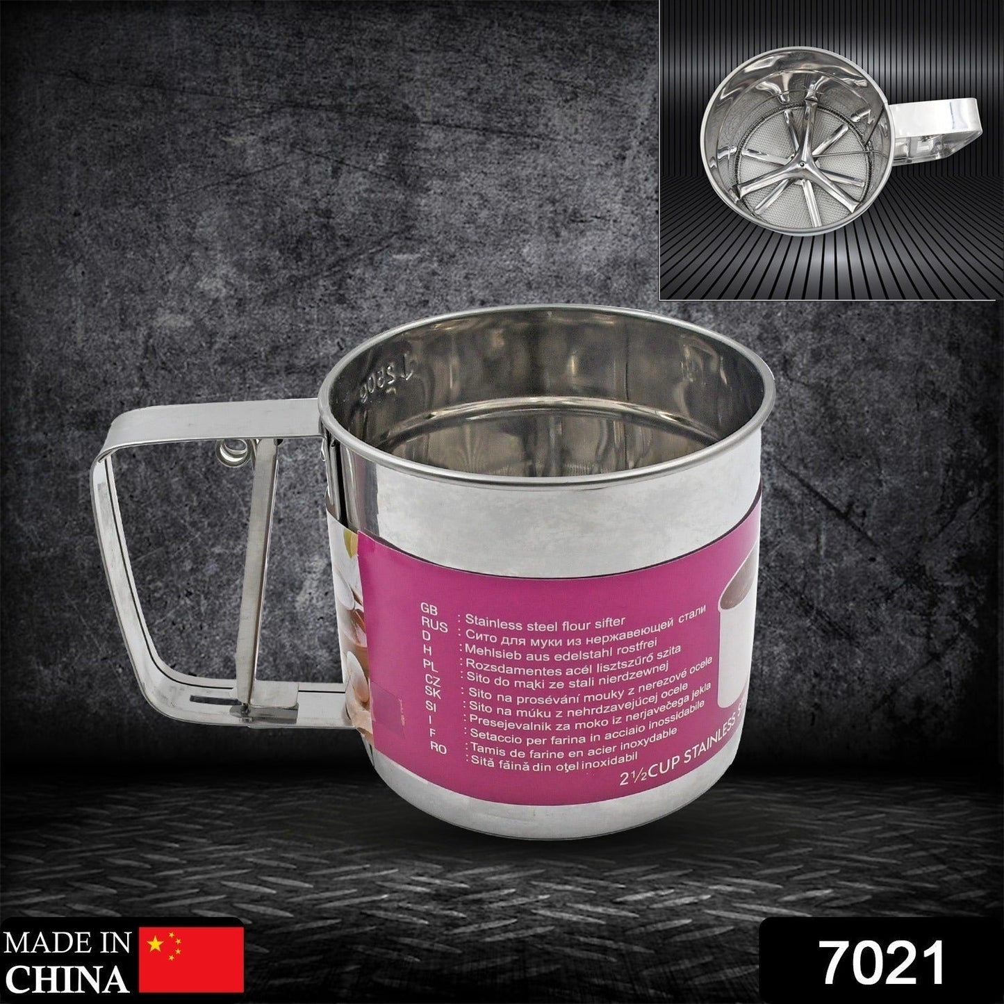Stainless Steel Flour Sifter – Handheld Baking Sieve with Measuring Scale