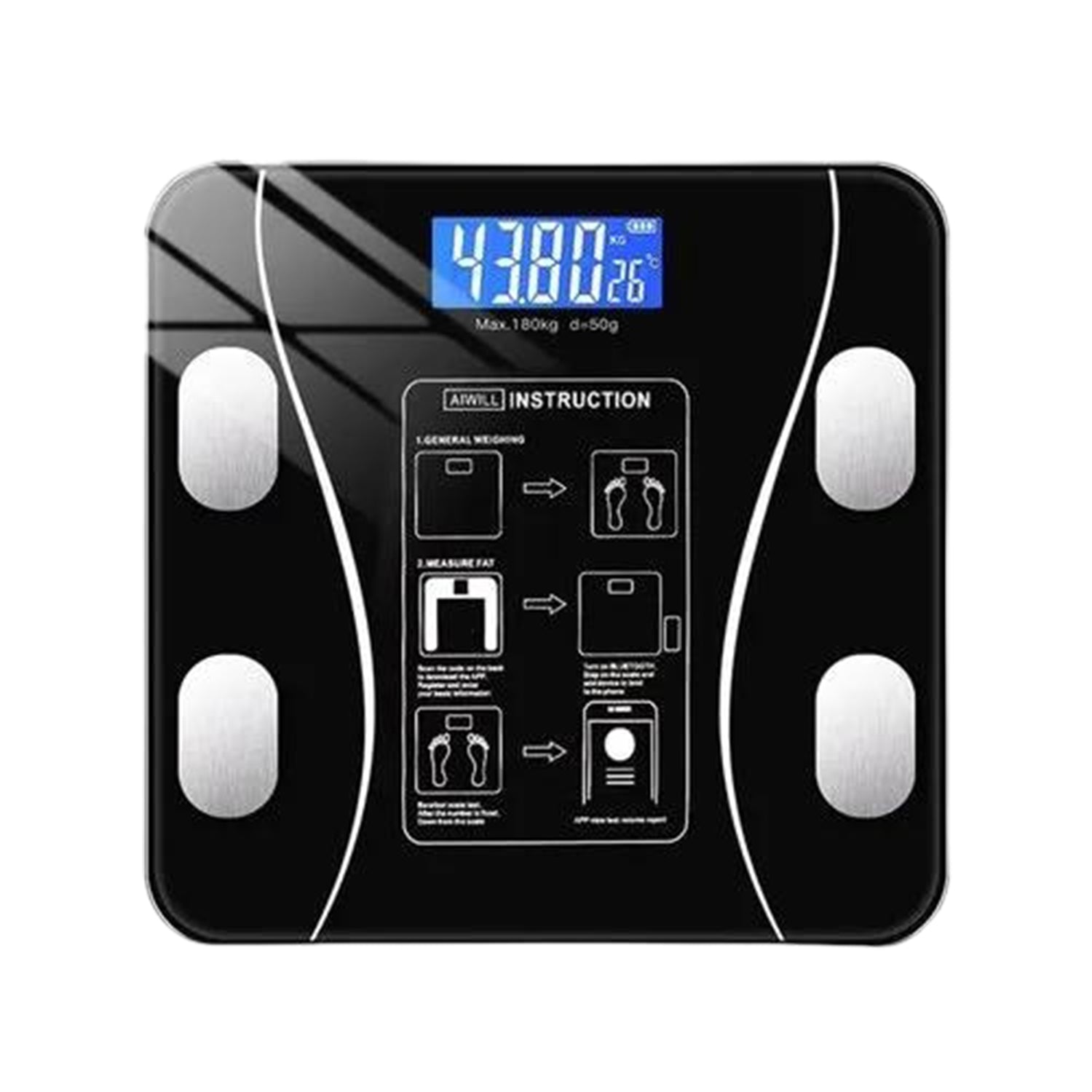 Bluetooth Body Fat Scale Digital Smart Body Weight Scale iOS and Android App to Manage Body Weight, Body Fat, Water, Muscle Mass, BMI, BMR, Bone Mass and Visceral Fat with BMI  Scale
