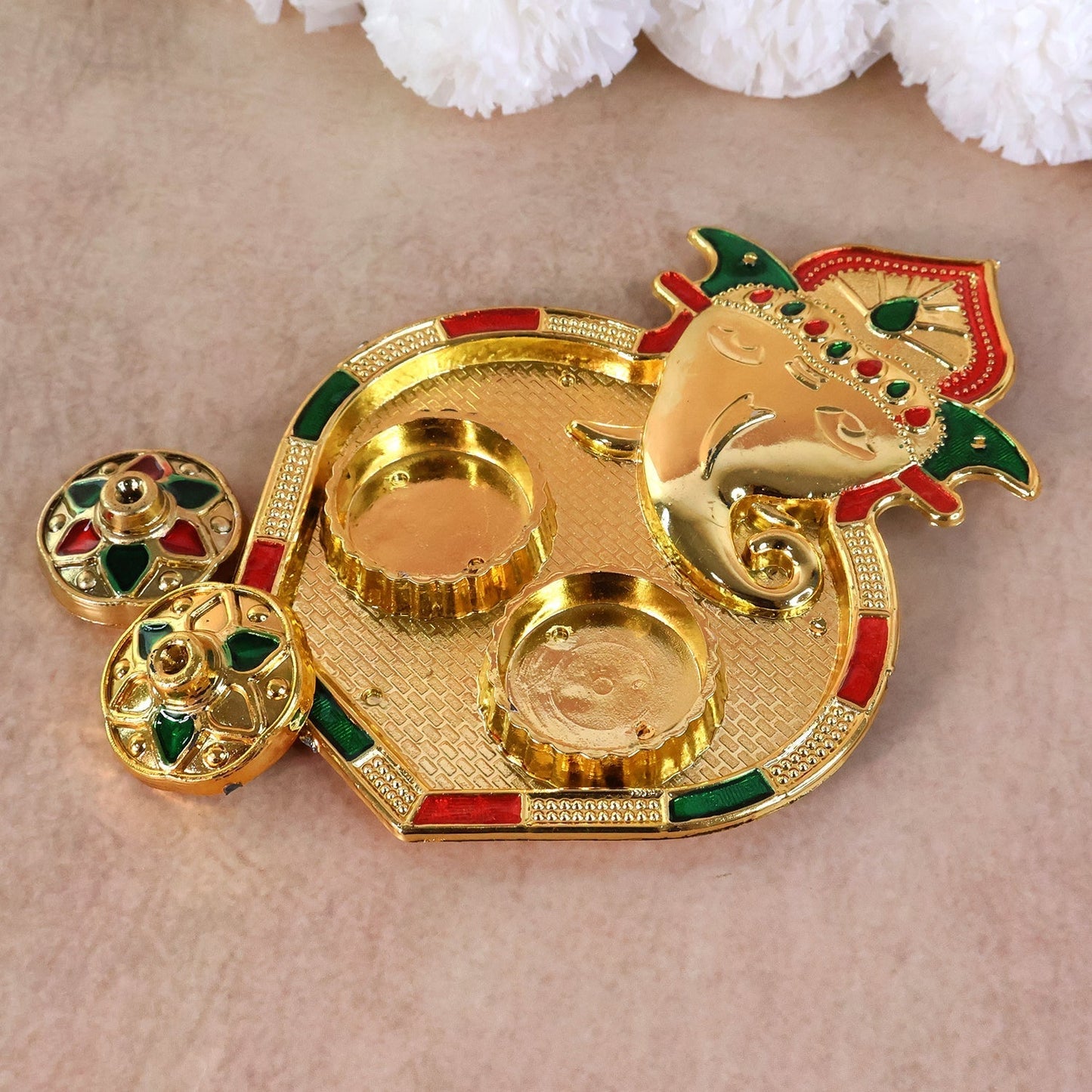 Ganesh Design Decorative Kumkum Box - (1 Pc)