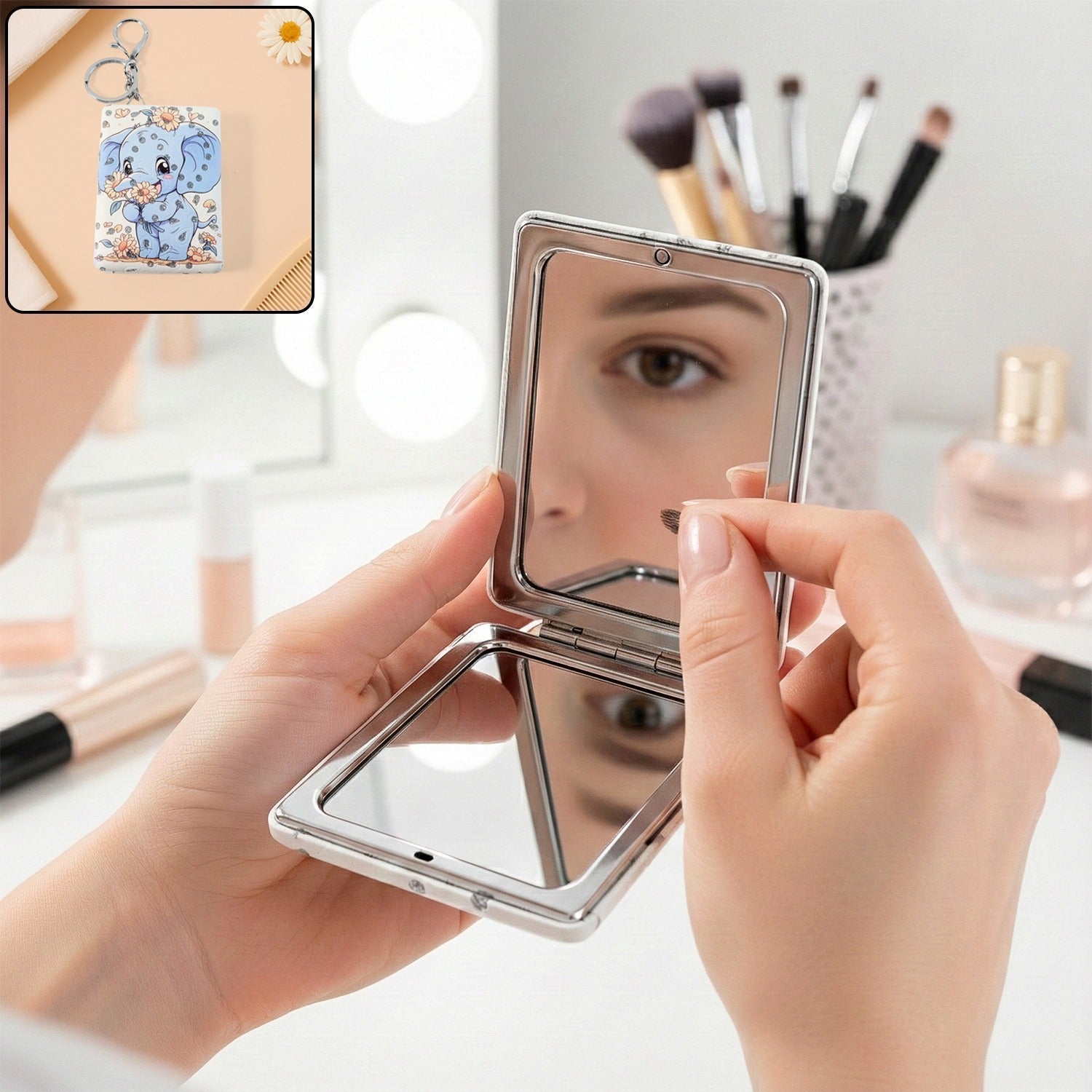 Foldable Mirror Keychain â€“ (1 Pc)