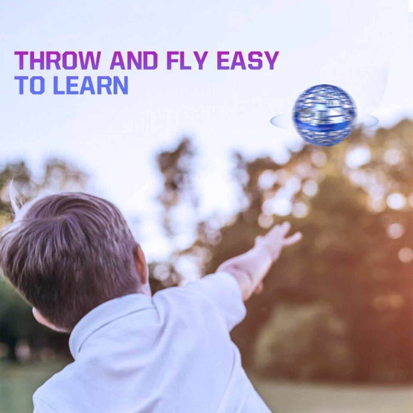 Flying Ball Toys, USB Rechargeable Built-in RGB Lights 360°Rotating Magic Controller