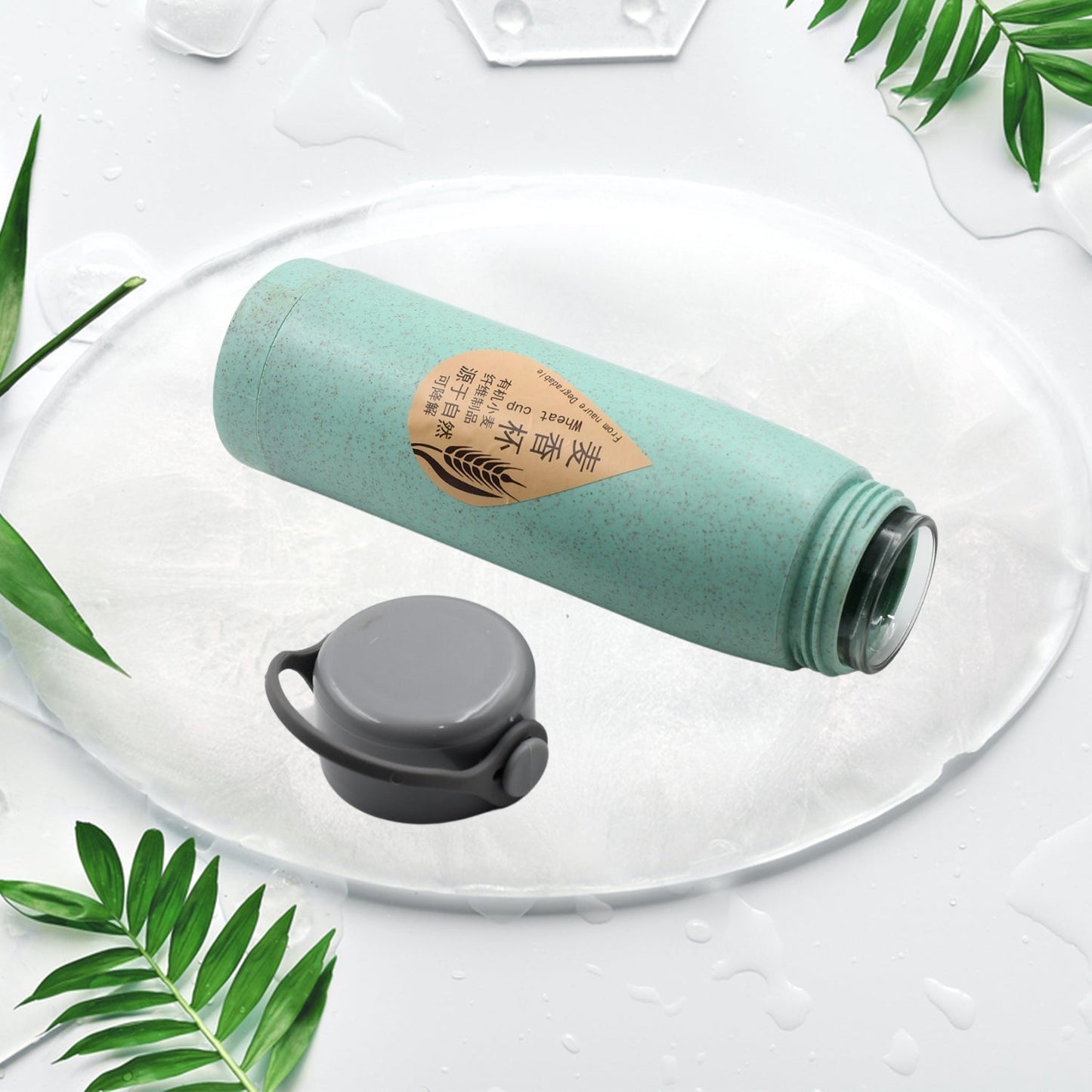 Creative Wheat Glass Water Bottle with Phone Holder (380ml, 80 Pc MOQ)