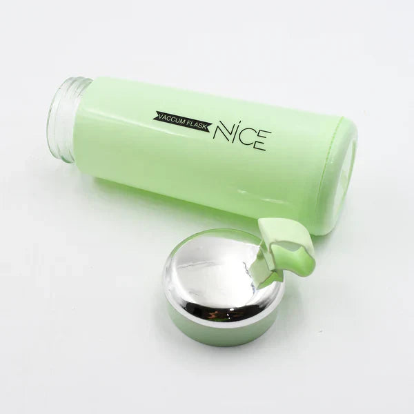 Water bottle 400ml leak proof, glass water bottle with daily water intake for gym and children, Nice Bottle (1 pc / Light Green Color)