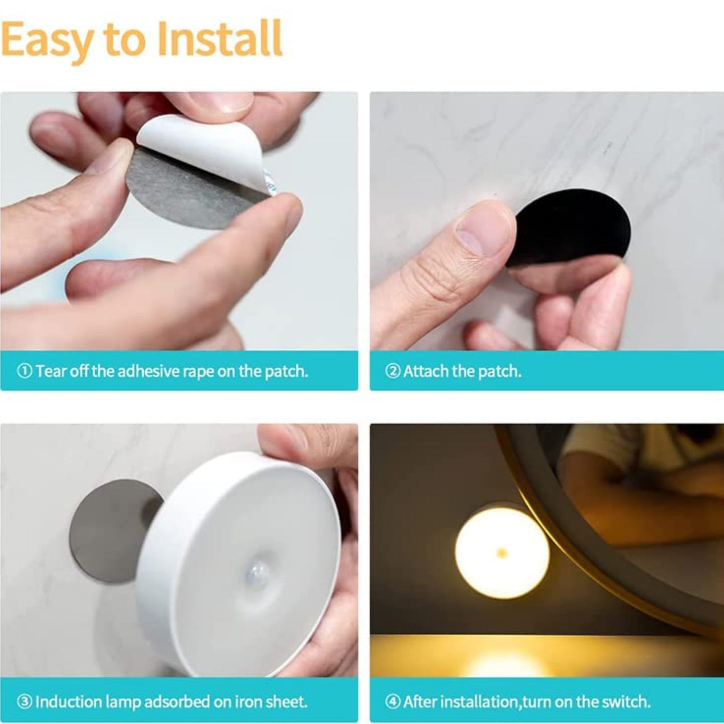 Round Shape 8 LED Motion Sensor Induction Led Light (1 Pc)