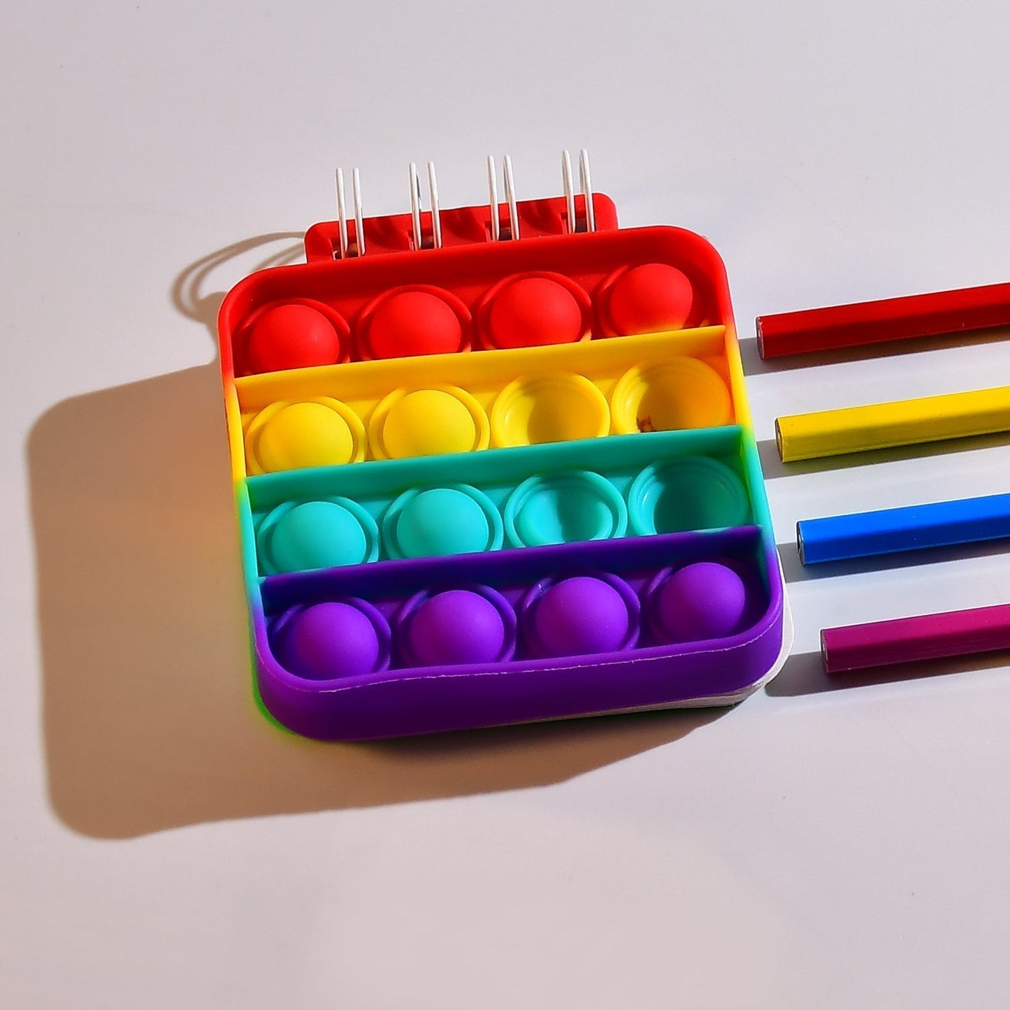 Square  it Fidget Spiral Notebook Bubble Push  Fidget Silicon Toy Book Stress Relief Anxiety School Stationery Notebook.
