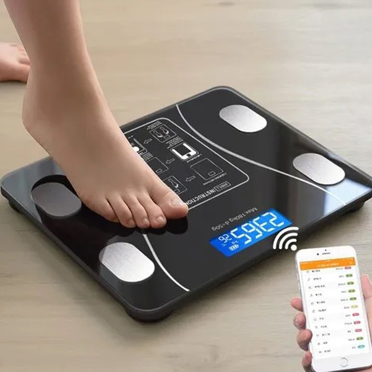 Bluetooth Body Fat Scale Digital Smart Body Weight Scale iOS and Android App to Manage Body Weight, Body Fat, Water, Muscle Mass, BMI, BMR, Bone Mass and Visceral Fat with BMI  Scale