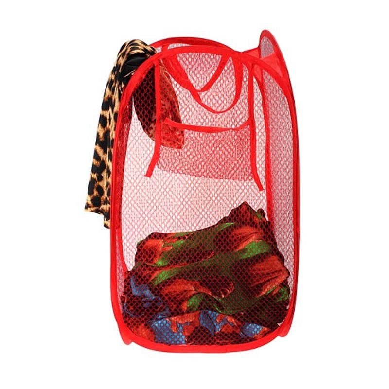 Laundry Hamper Mesh Fabric For Ventilation Foldable Storage  Up Clothes Basket
