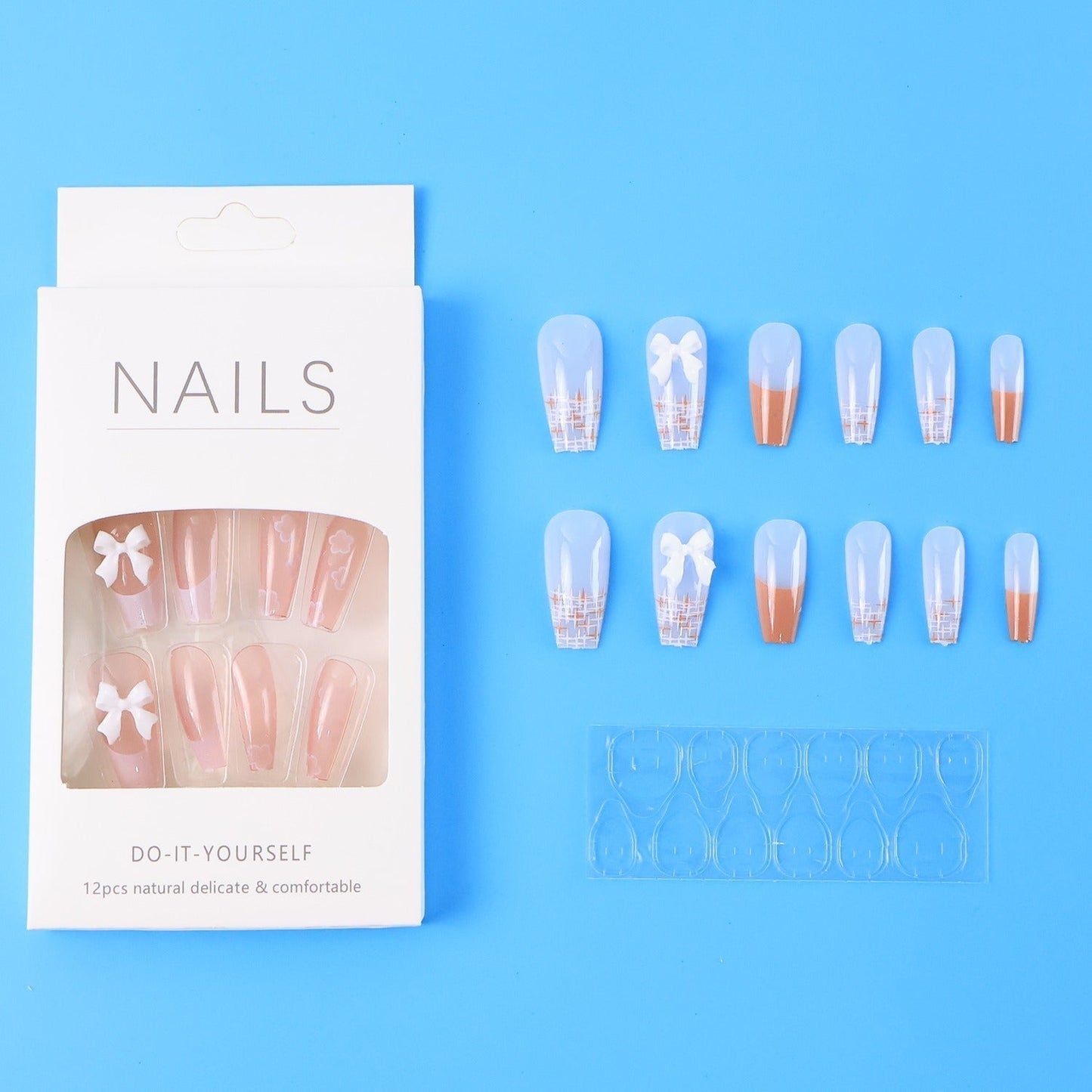 Reusable Press-On Artificial Nails with Adhesive Stickers fake nails (1 Pkt)