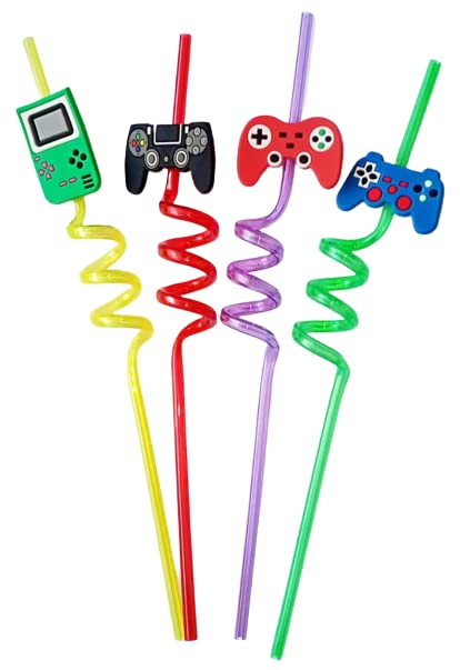 Plastic Straws Reusable Drinking Straws (4 pc Set / Mix design)