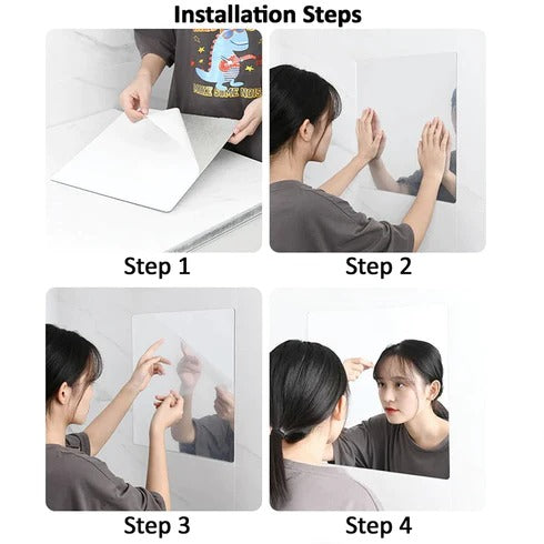SMALL OVAL FRAME LESS MIRROR WALL STICKER FOR DRESSING