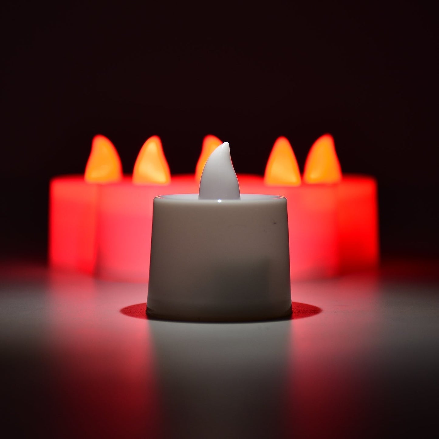 Red LED Tealights – Smokeless Flameless Candles for Home Décor (24 Pcs)