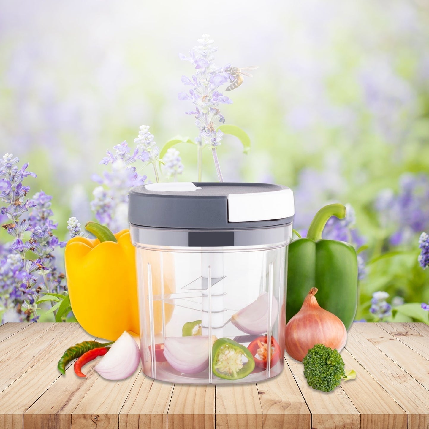2 in 1 Handy Chopper & Slicer for Fruits, Veggies & Cheese