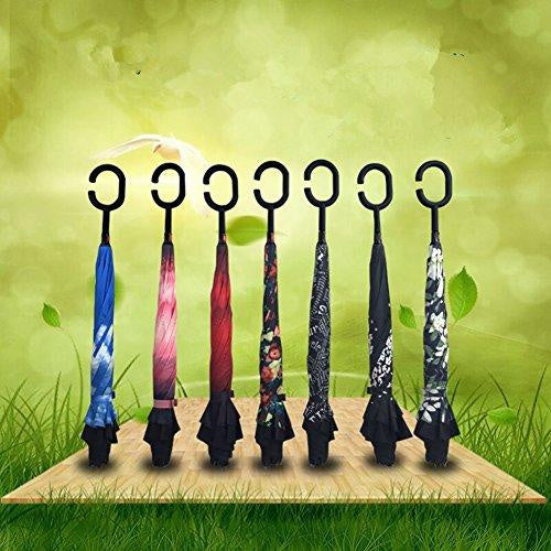 Printed Travel Windproof Umbrella (Reverse Umbrella)