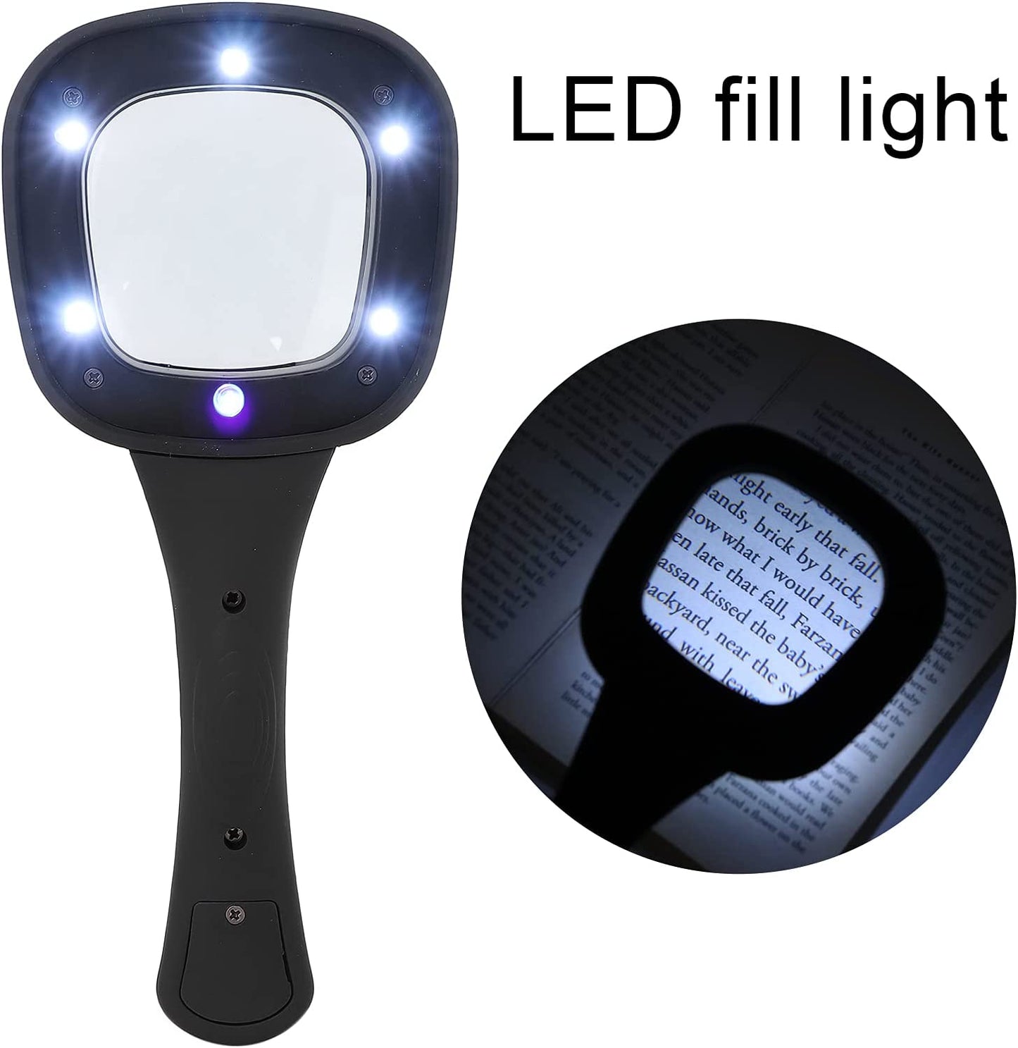 Handheld LED Magnifying Glass – 6 Lighted Magnifier for Reading & Inspection