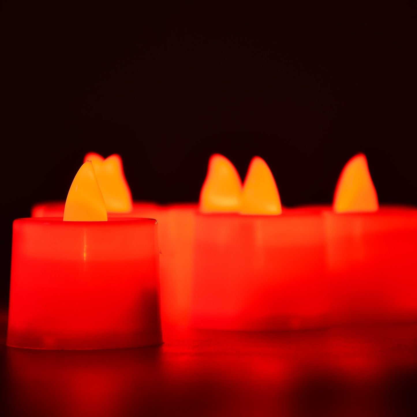 Red LED Tealights – Smokeless Flameless Candles for Home Décor (24 Pcs)