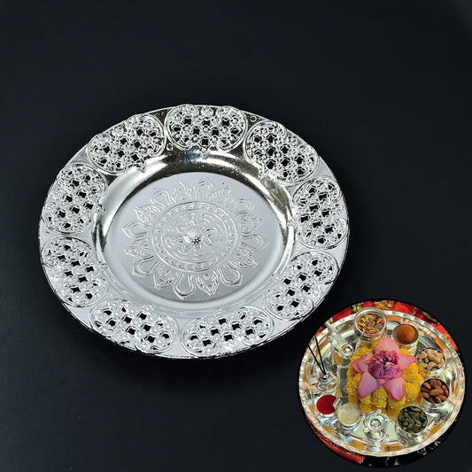 Beautiful 8-Inch Plastic Pooja Thali Set – Perfect for Daily Use & Special Occasions (Plastic)