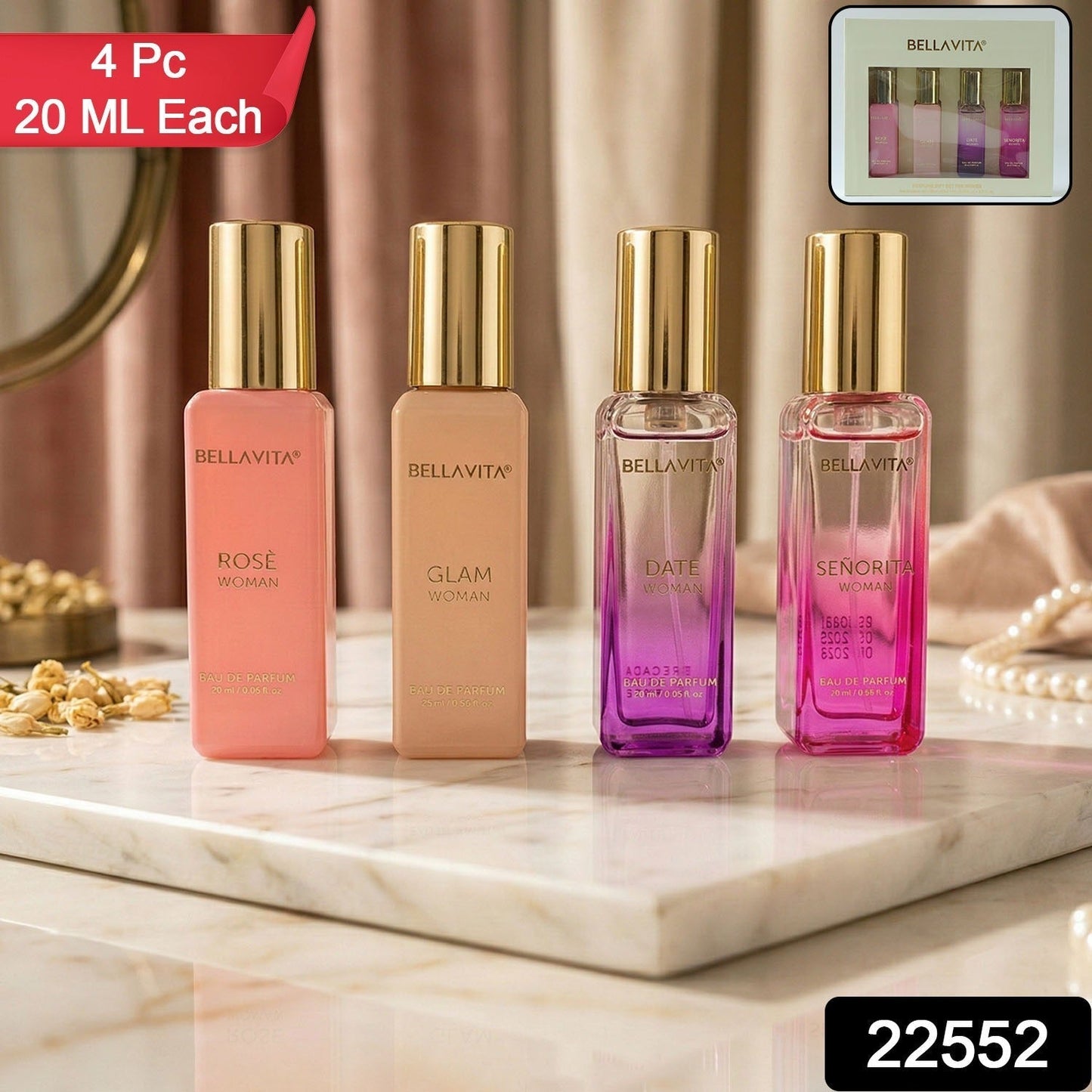 Bellavita Luxury Women Eau De Parfum Gift Set (4 Pc, 20 ML Each)