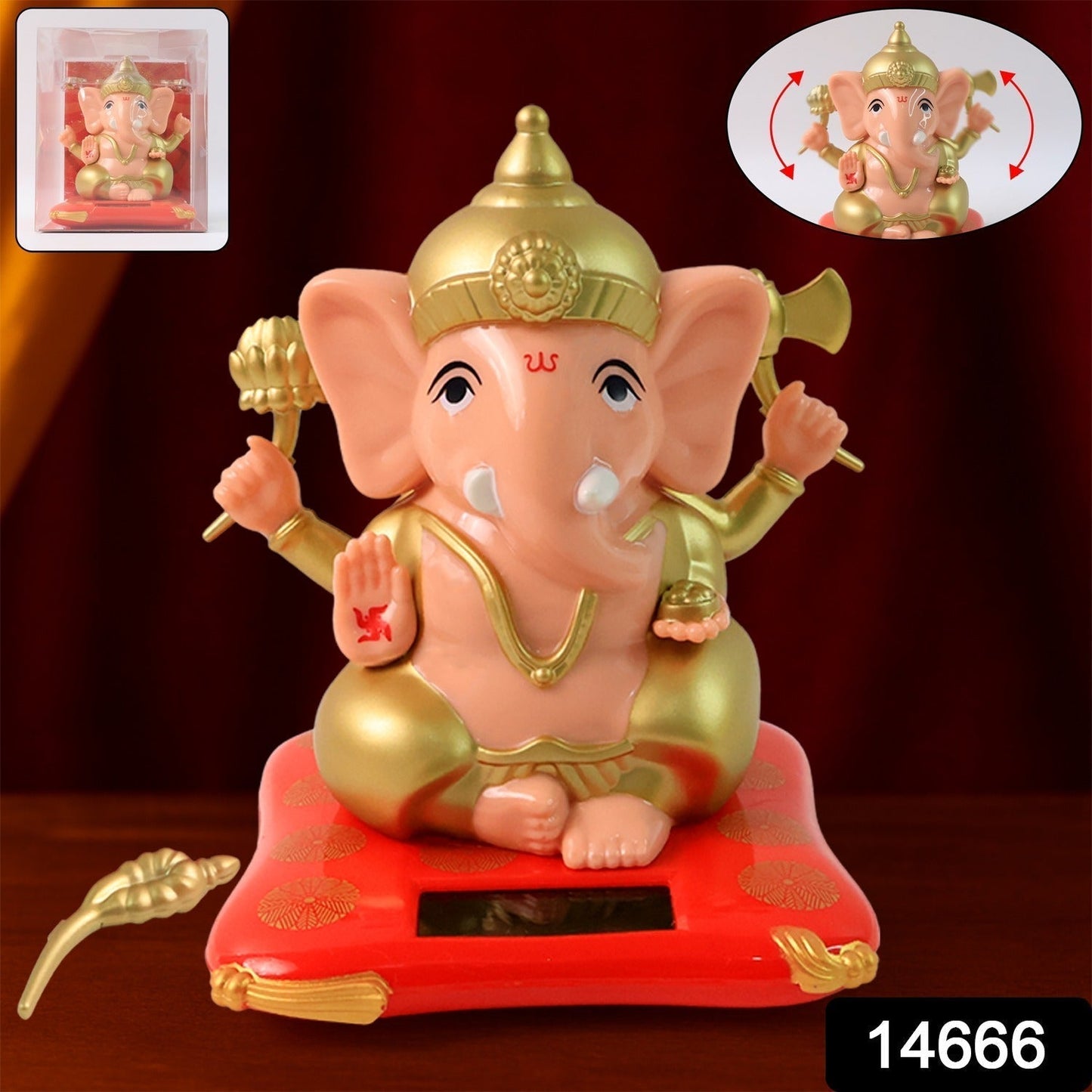 Solar-Powered Dancing Ganesha Idol â€“ Decorative Lord Ganpati Showpiece with Movement