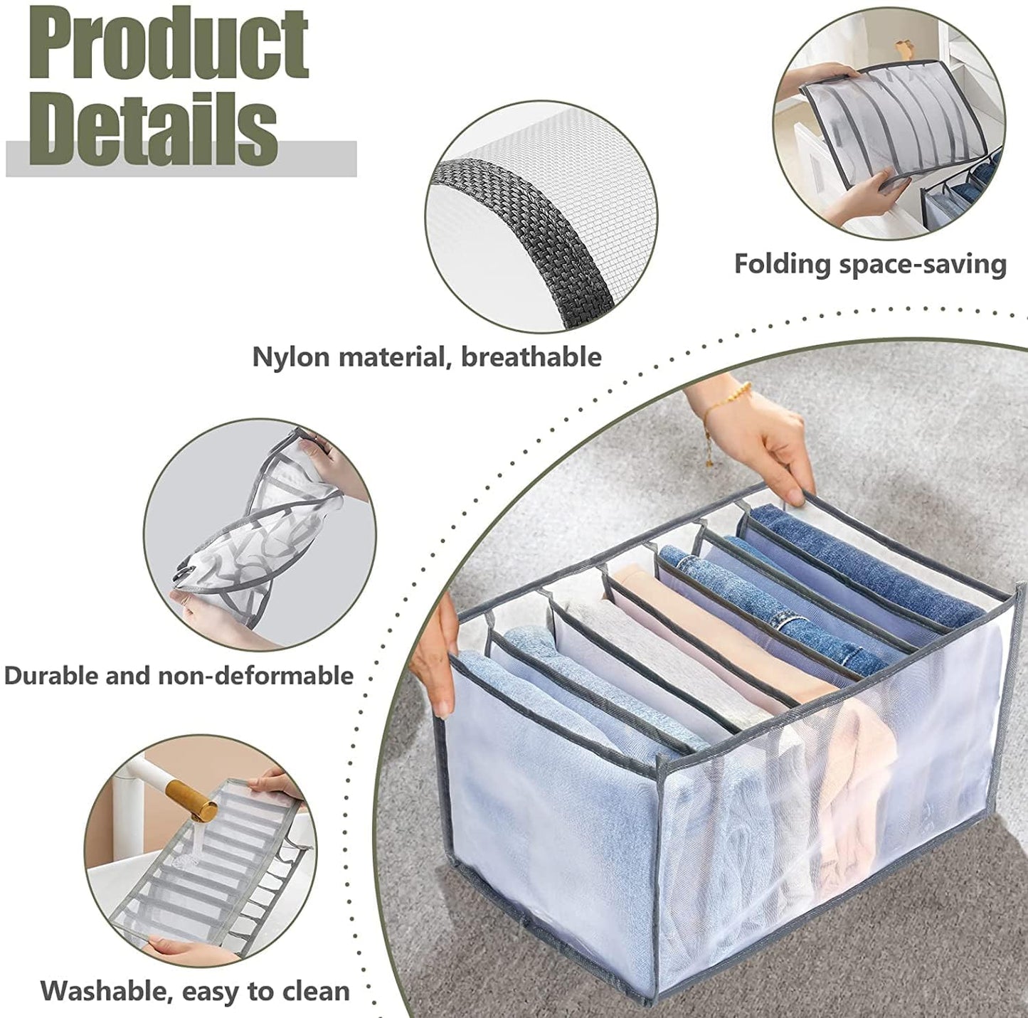 7 Grid Clothes Organizer for Wardrobe Storage