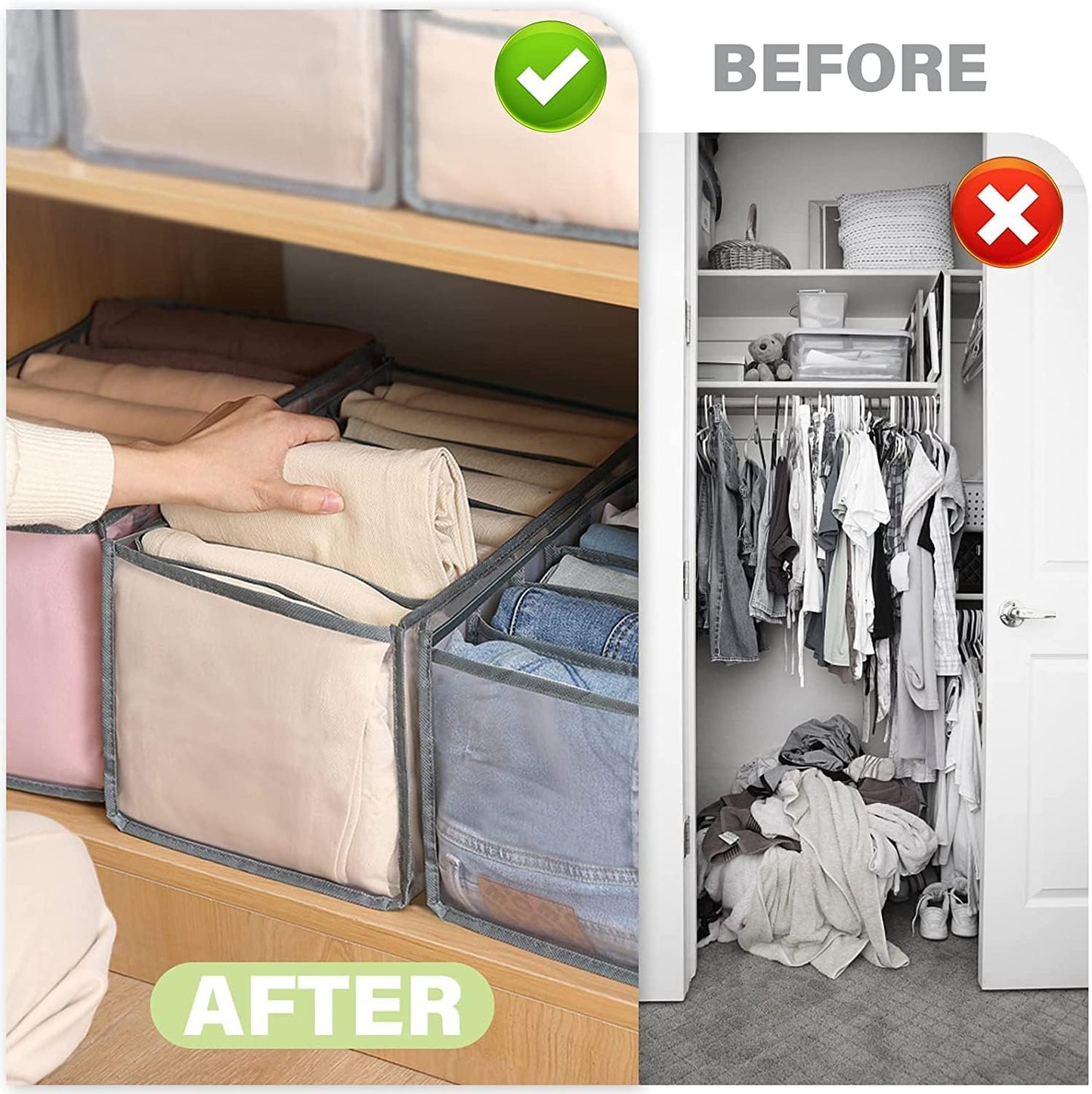 7 Grid Clothes Organizer for Wardrobe Storage