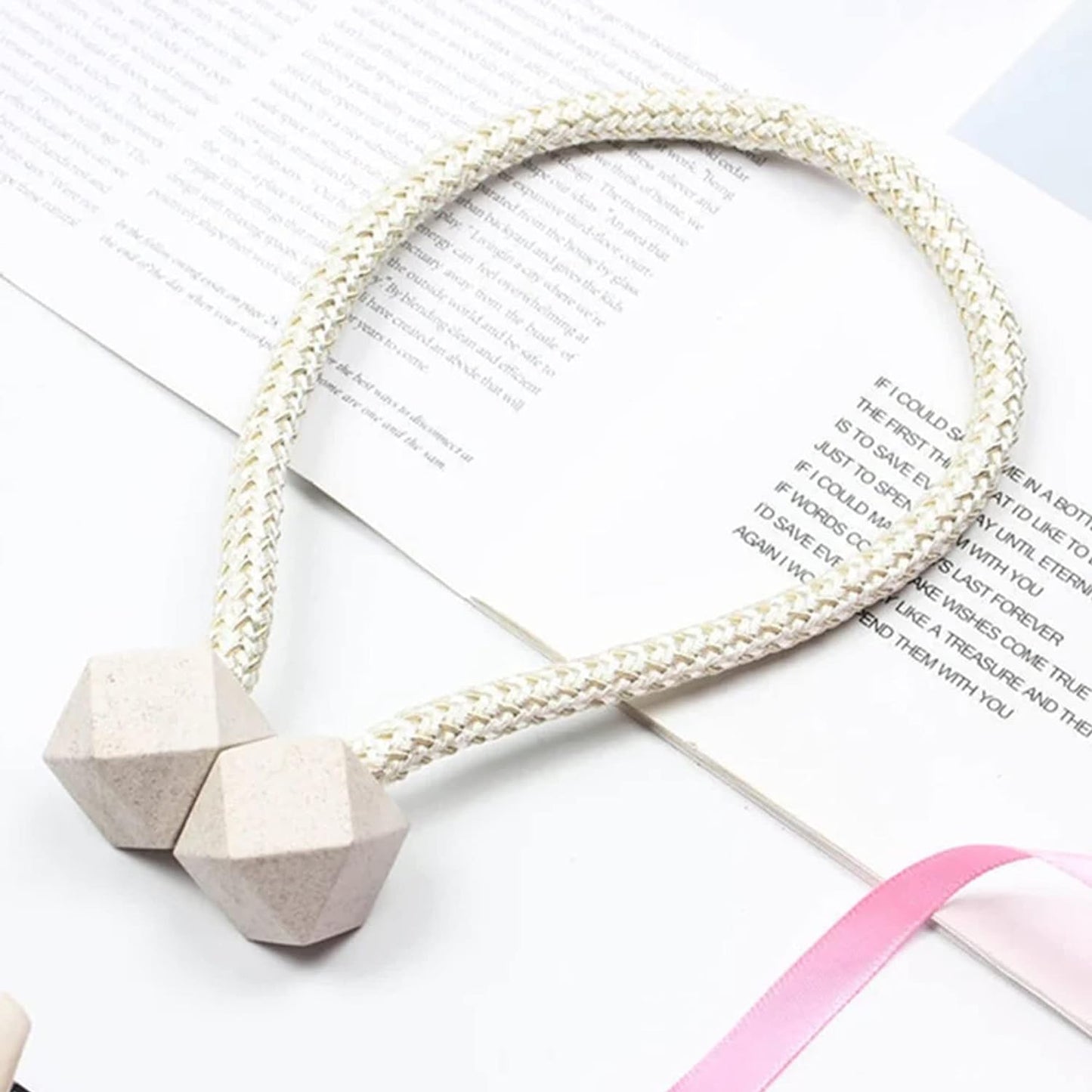 Non-Magnetic Curtain Tiebacks: Decorative Pearl Design (2 Pc, (Without Magnet Buckle)