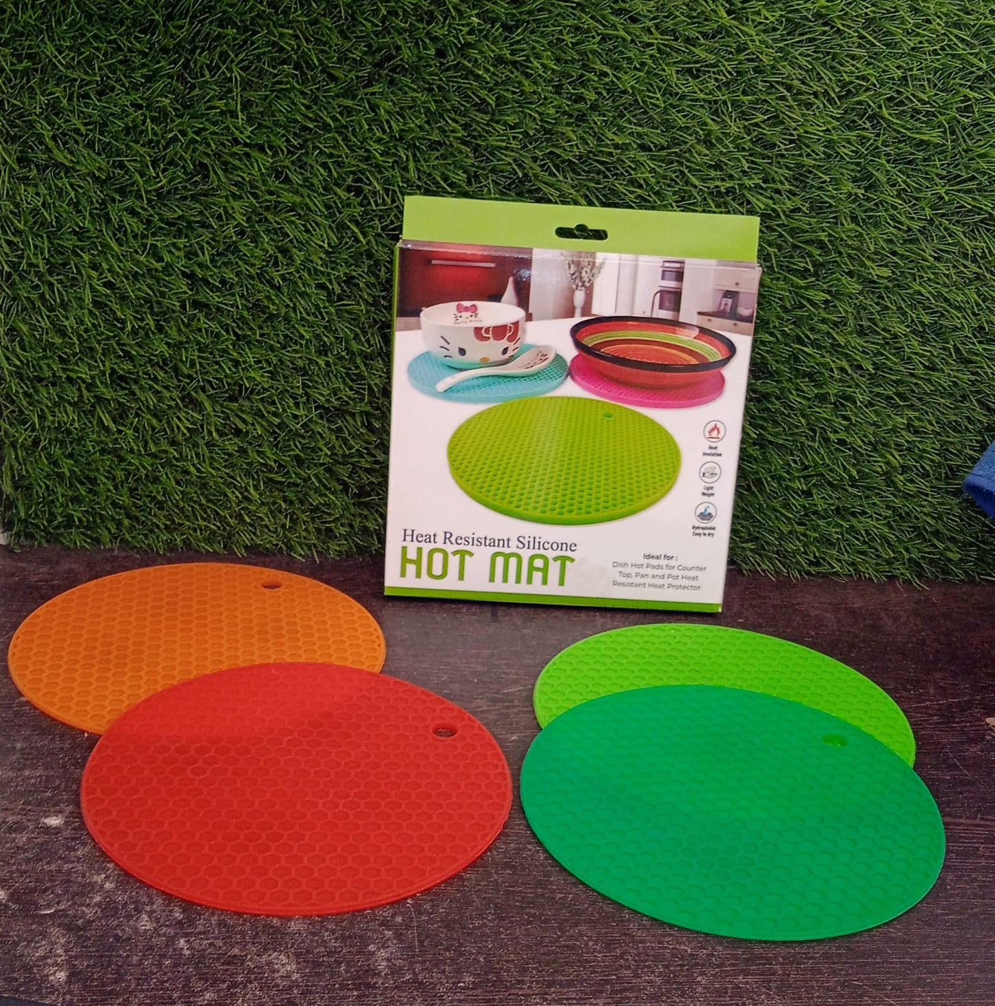 Silicon Hot Pot Mat Set - 4-Piece Heat-Resistant Trivets for Protecting Surfaces