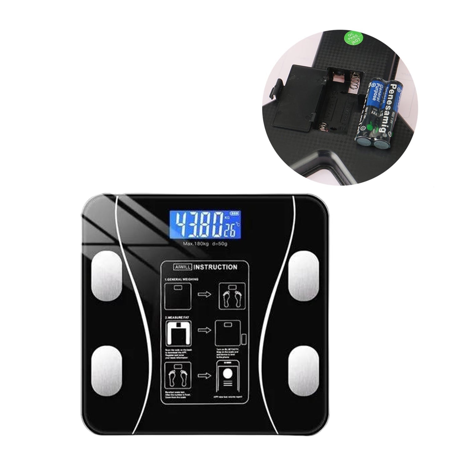 Bluetooth Body Fat Scale Digital Smart Body Weight Scale iOS and Android App to Manage Body Weight, Body Fat, Water, Muscle Mass, BMI, BMR, Bone Mass and Visceral Fat with BMI  Scale