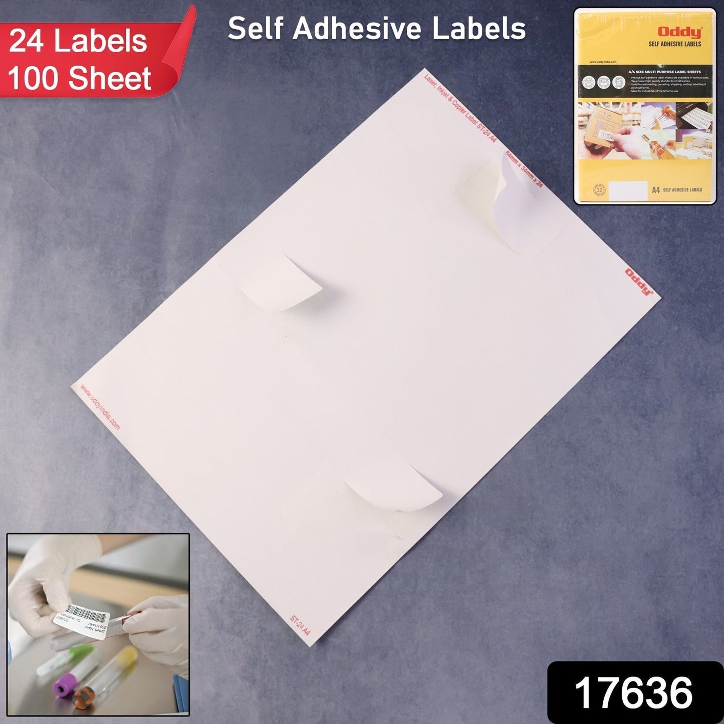 Oddy Self-Adhesive Labels â€“ A4 Sheets, 24-Up per Sheet (100 Sheets, 2400 Labels)