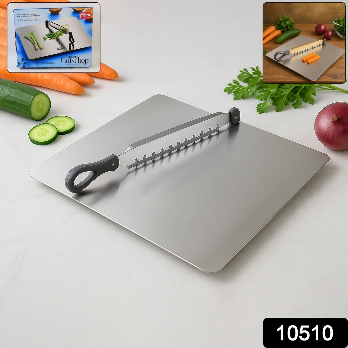 Supermom Stainless Steel Multifunctional Cut & Chop Vegetable Slicer Tool (1 Pc)