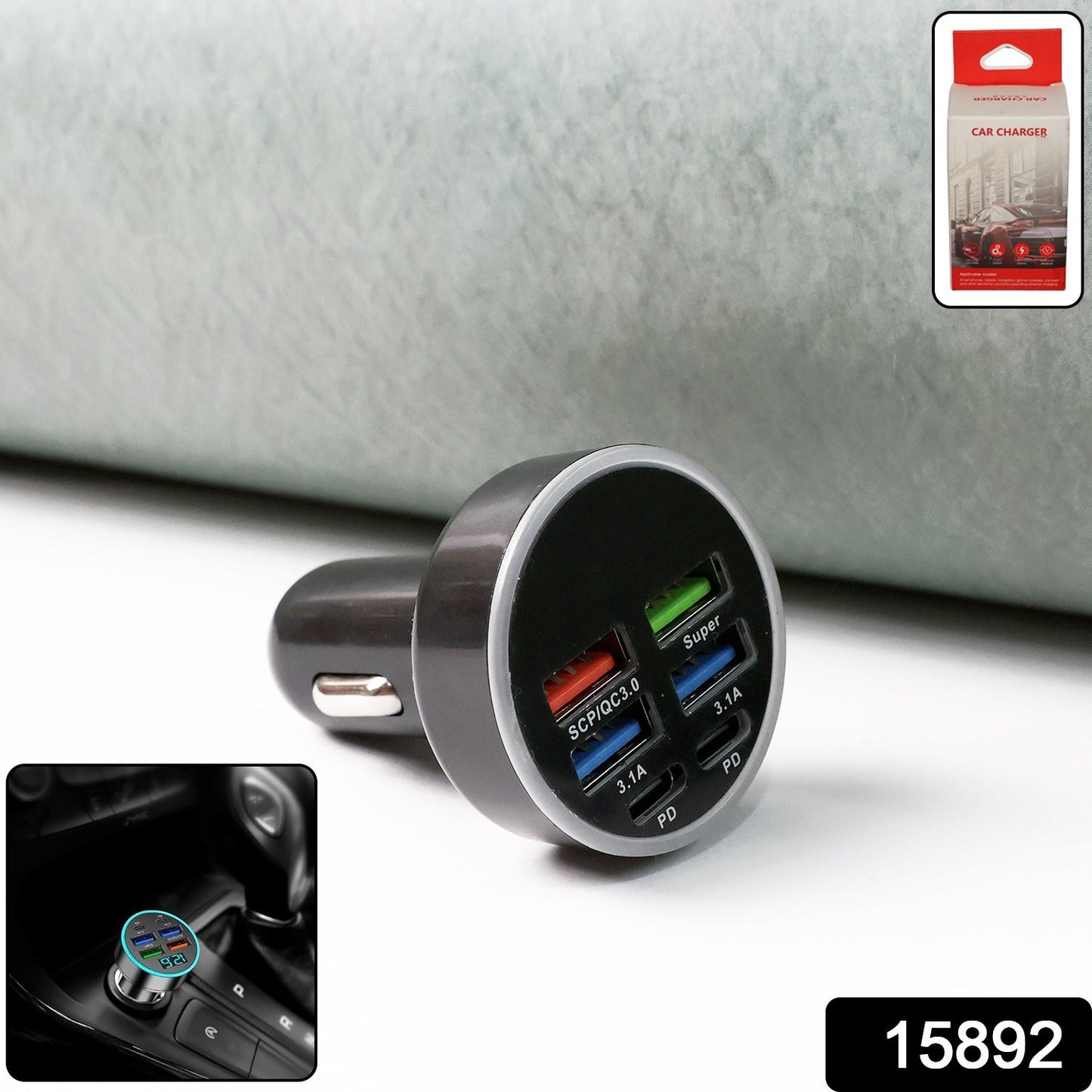 Multi-Port Fast Car Charger for 12V/24V Vehicles â€“ 4-USB Smart Adapter