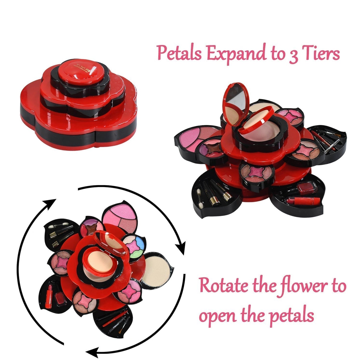 All in One Makeup Kit for Teens Flower Palette for Girls 3 Tier Cosplay
