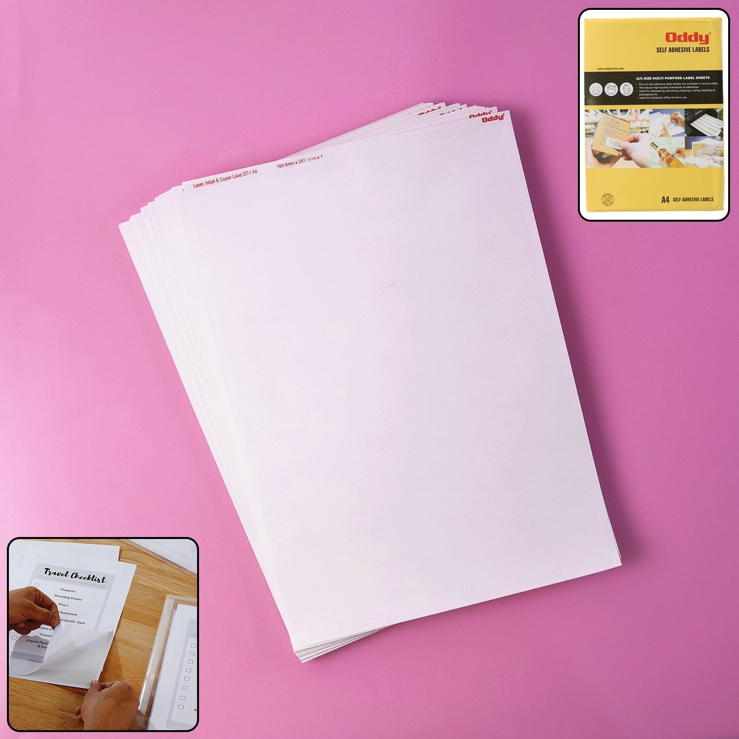 Oddy Self-Adhesive Label Sheets â€“ A4 Full-Sheet Labels (100 Sheet)