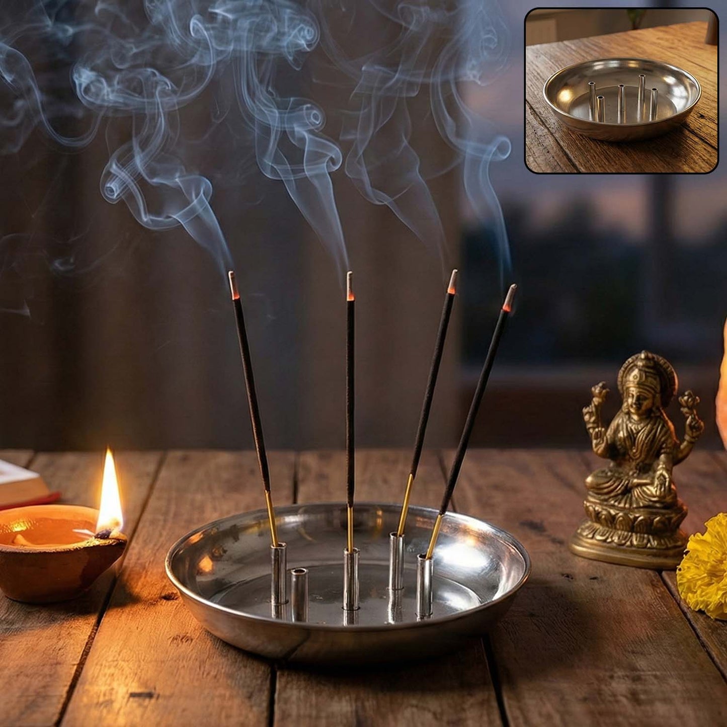 Stainless Steel Lotus Agarbatti Stand SIA-5 (1 Pc)