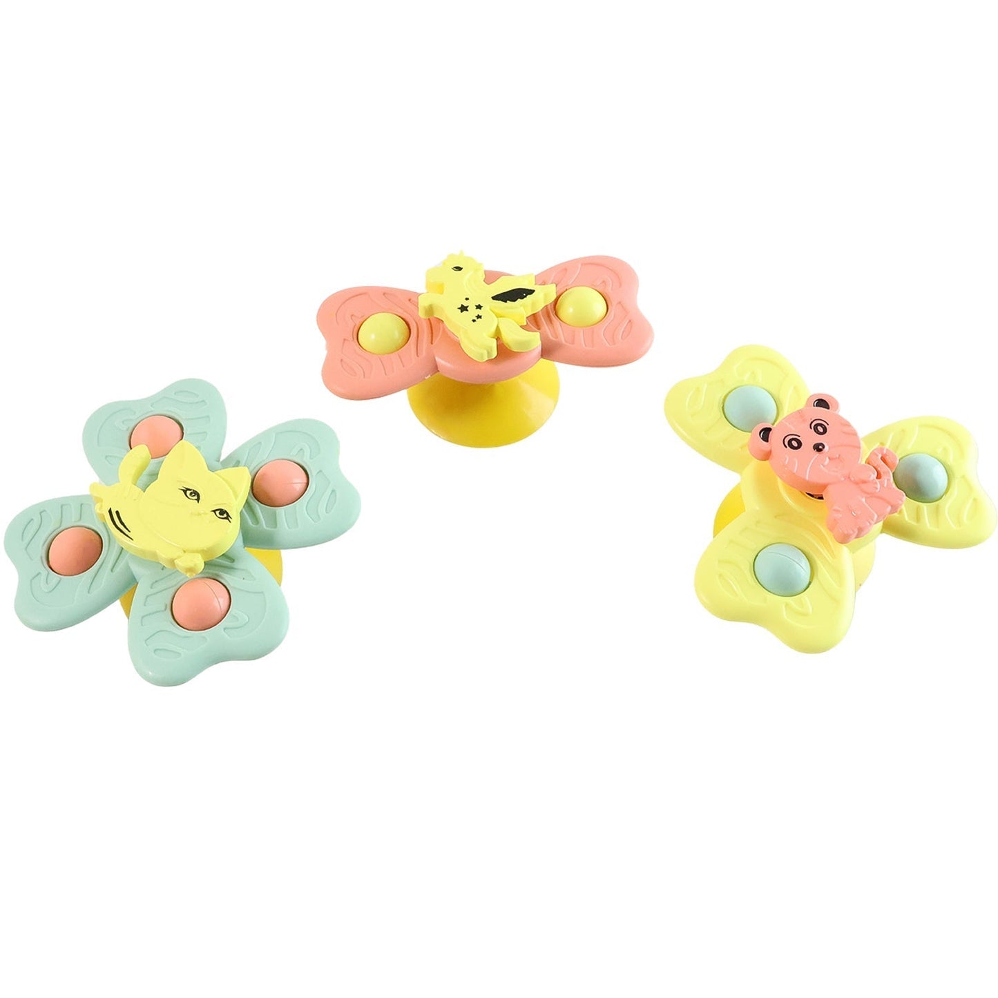 Buzzy Baby Spinner Toy Set â€“ Suction Cup Spinning Toys (3 Pc Set)