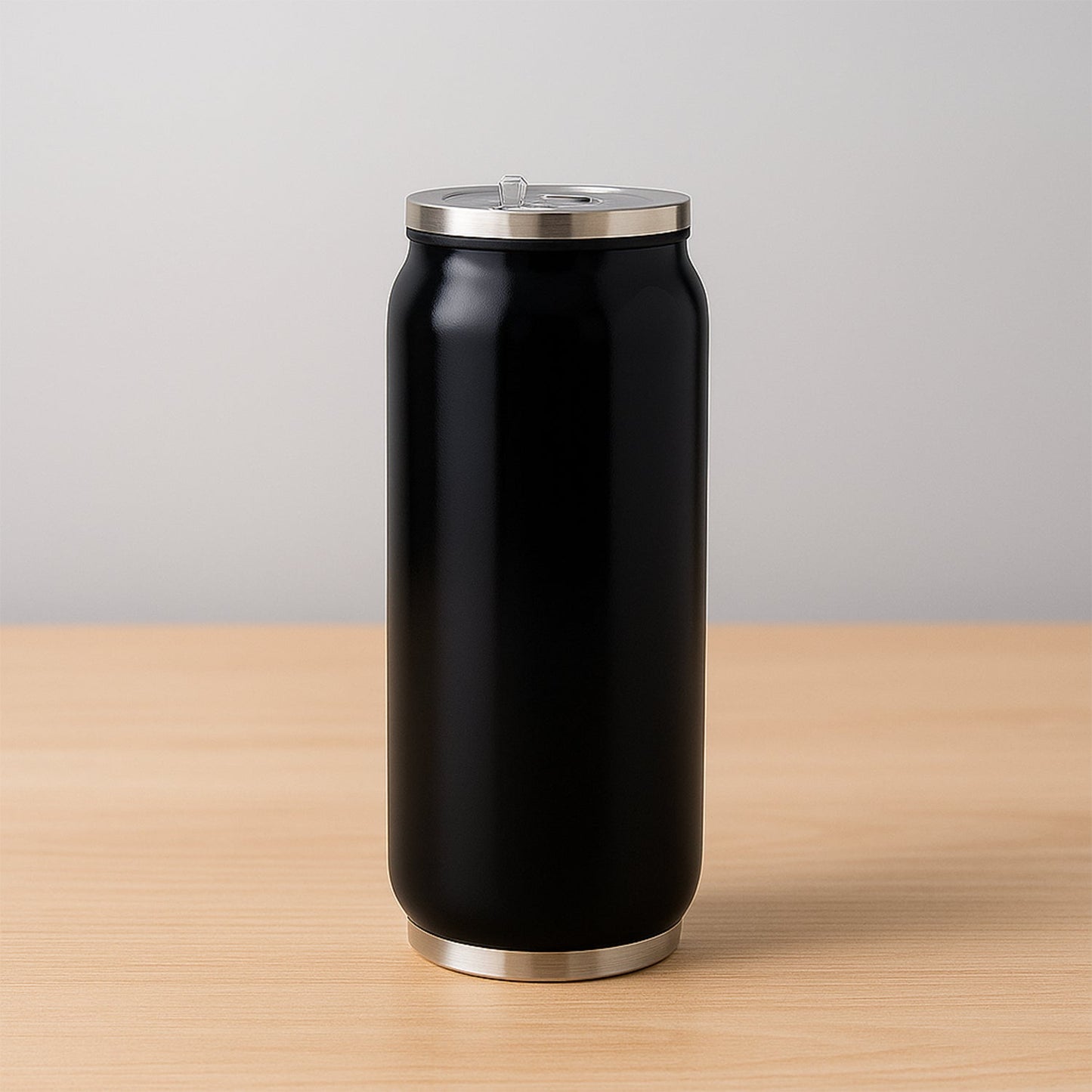 Stainless Steel Can-Shaped Vacuum Flask with Built-In Straw 500ml Approx, Tumbler (1 Pc)